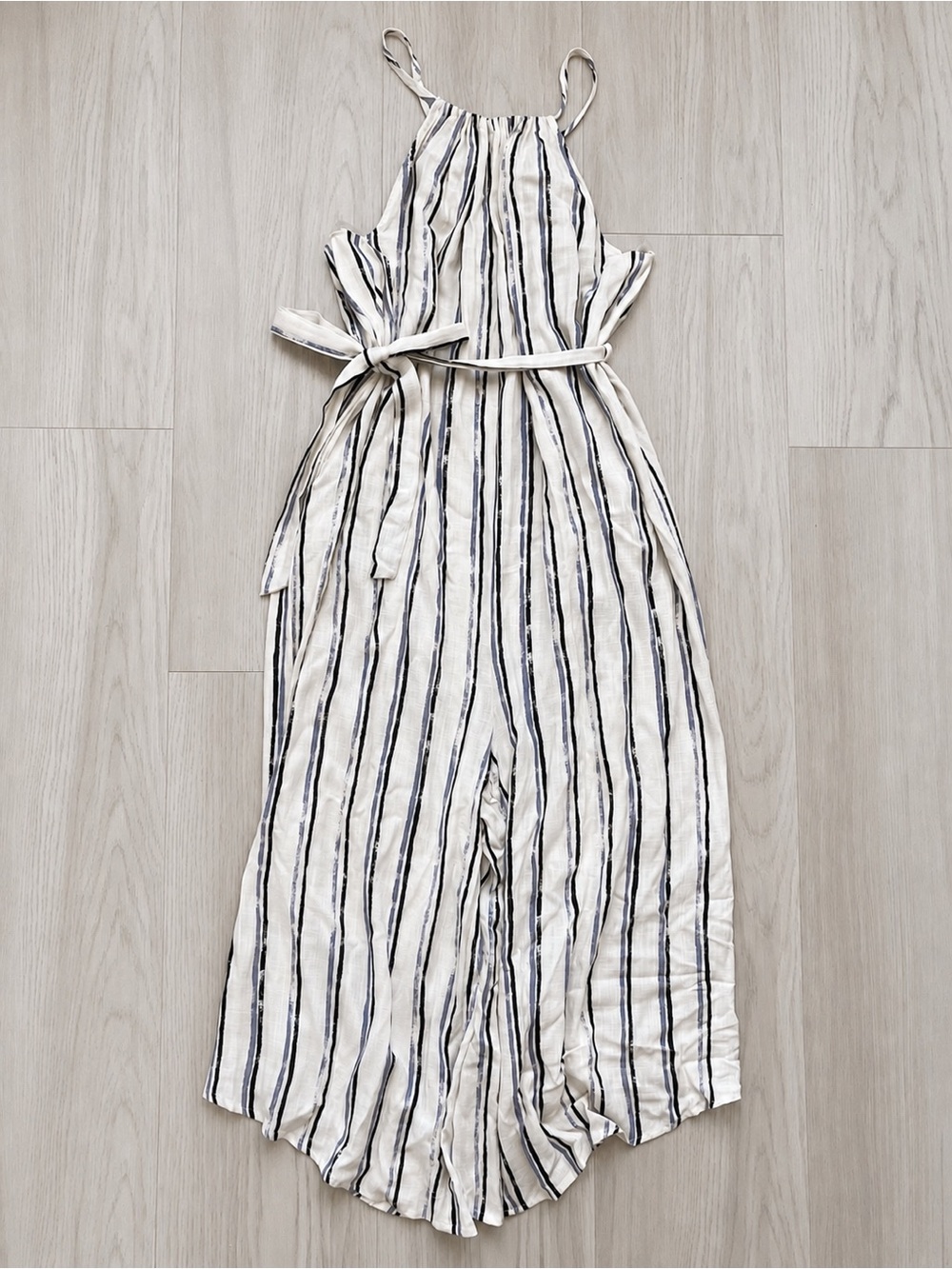 Eden in Love Honolulu Striped Halter Tie-Waist Jumpsuit